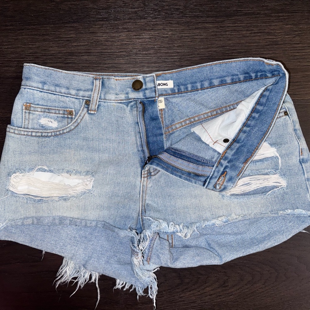 Billabong Light Blue Distressed Denim Cutoff Shorts
